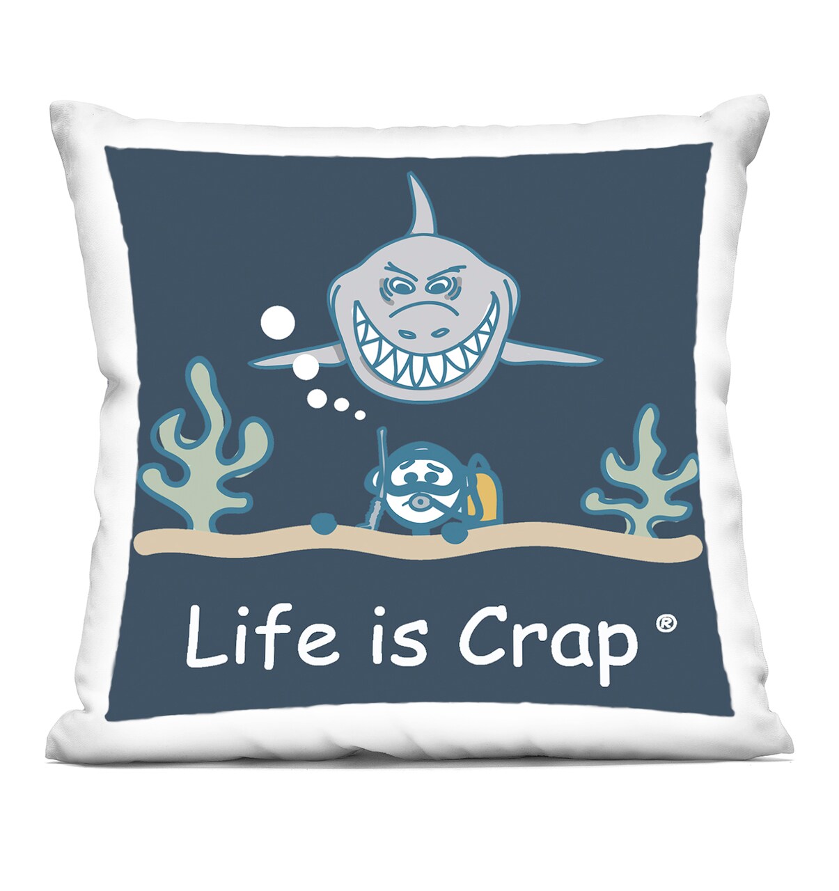 Stupell Industries Scary Scuba Shark Decorative Printed Throw Pillow Design by LIC, 18 x 7 x 18